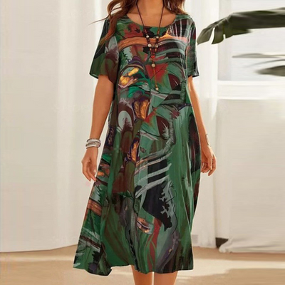 Serafina | Elegant midi dress with abstract print