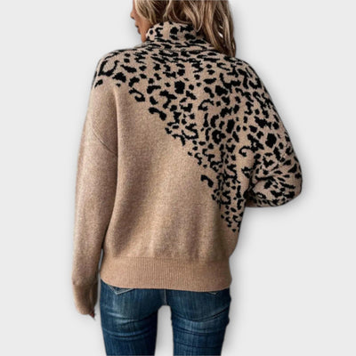 Gemma | Knitted Sweater with Leopard Print