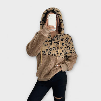 Justine | Leopard Plush Hoodie