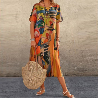 Serafina | Elegant midi dress with abstract print