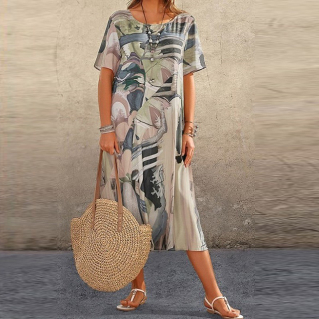 Serafina | Elegant midi dress with abstract print