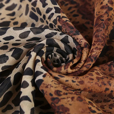 Manon | Bohemian Leopard Chiffon Scarf