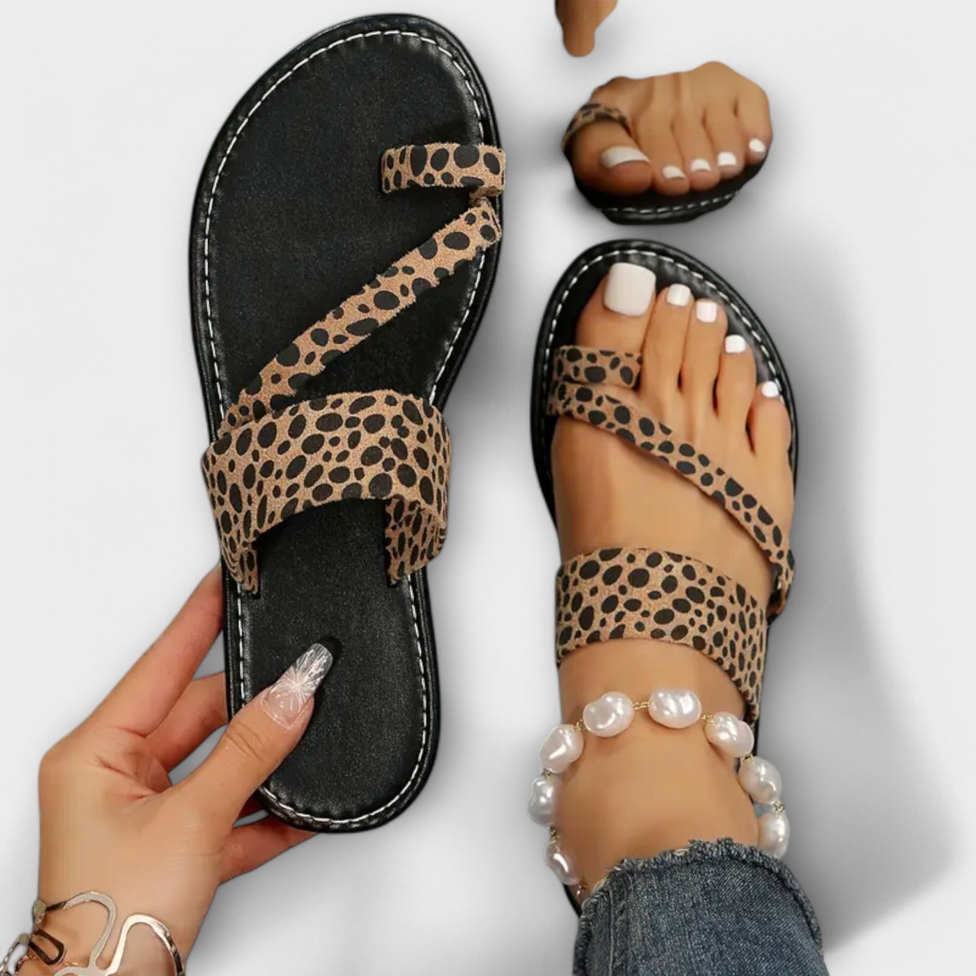 Louise | Leopard Print Flat Slippers