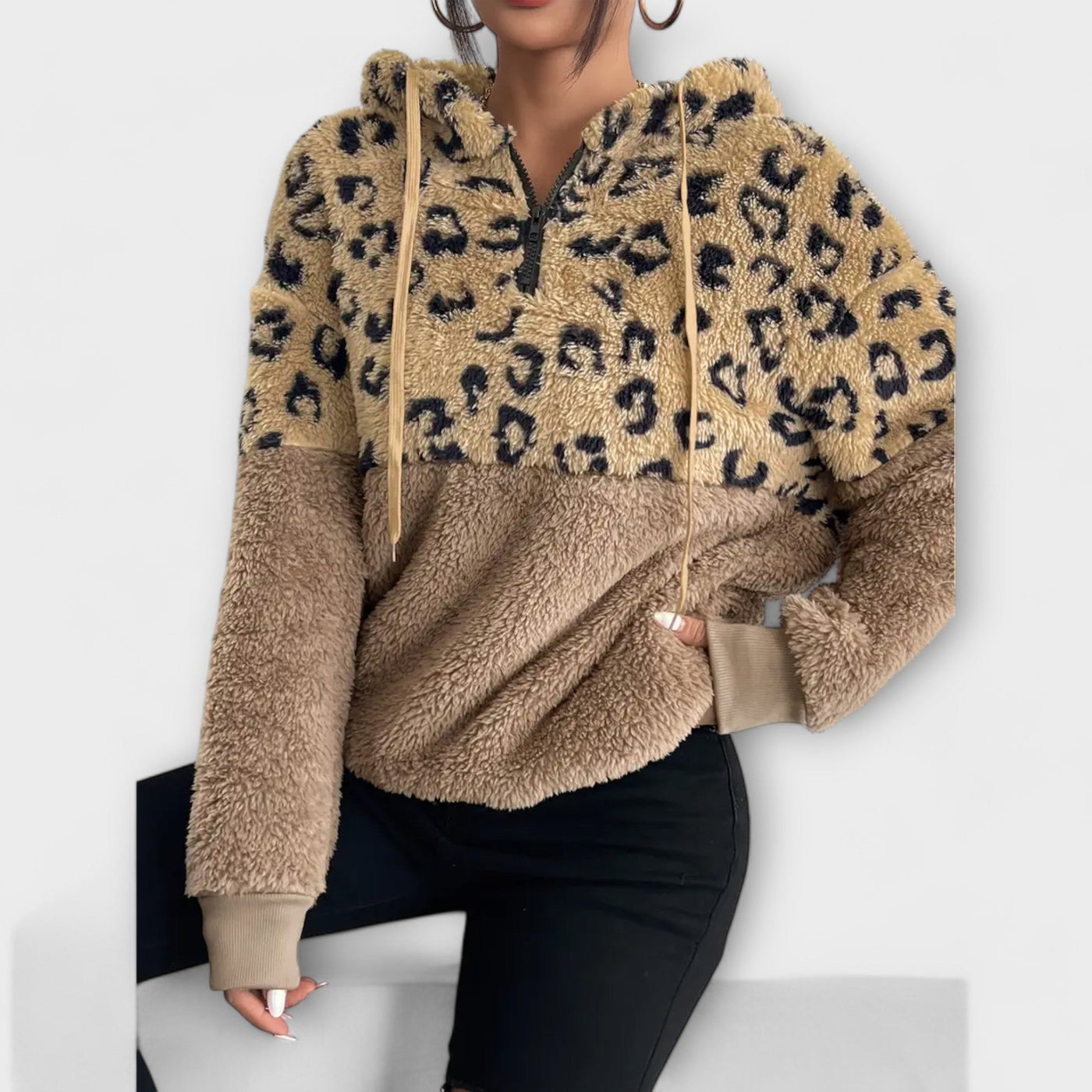 Justine | Leopard Plush Hoodie