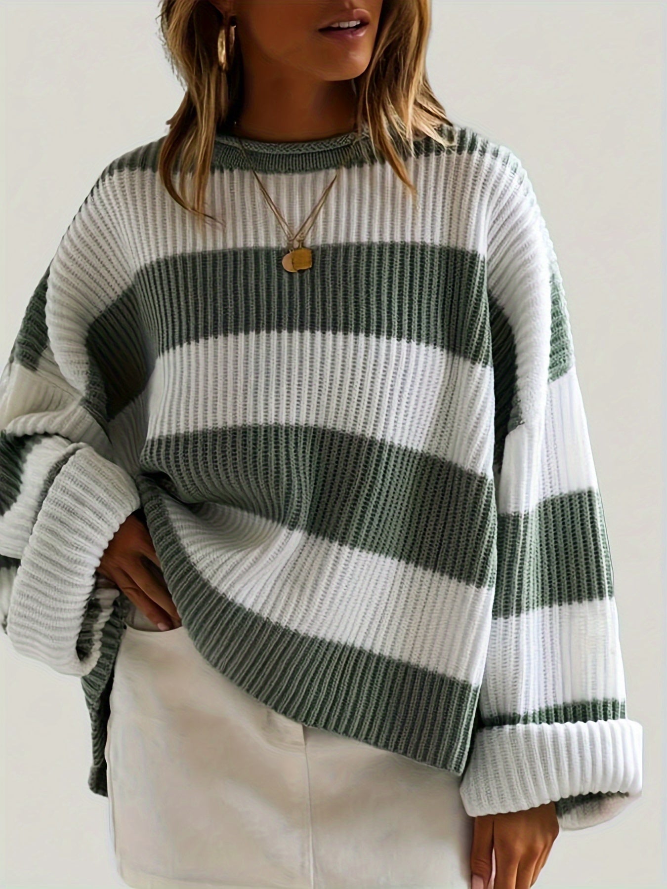 Mathilde | Round Neck Striped Pullover