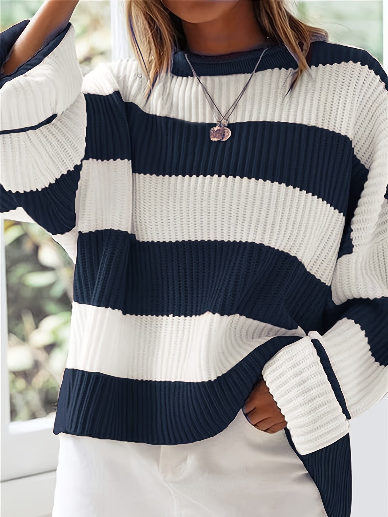 Mathilde | Round Neck Striped Pullover