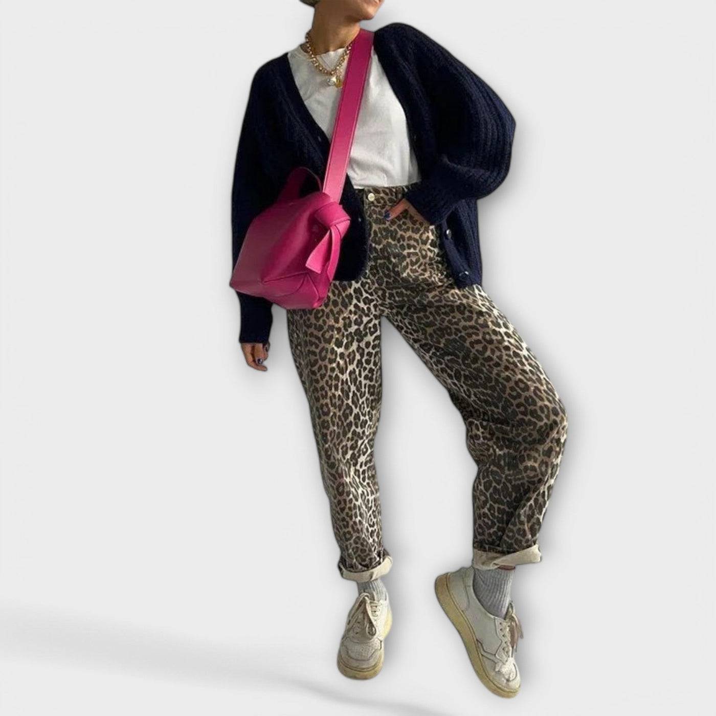 Charlène | Vintage Jeans with Leopard Pattern