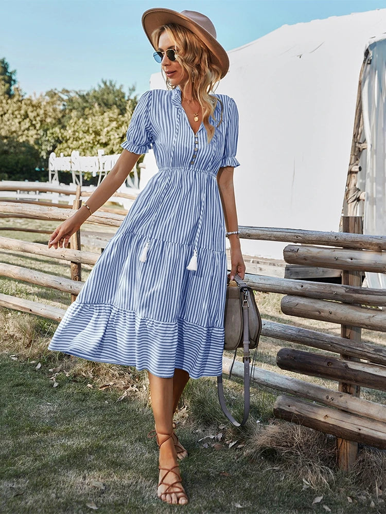 Laureen | Charming dress with stripes