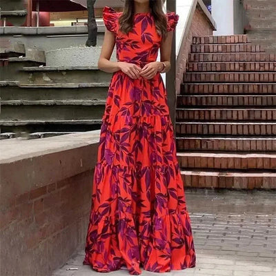 Valerie | Elegant maxi dress with tropical print