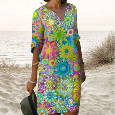 Samira | Colorful midi dress with floral print