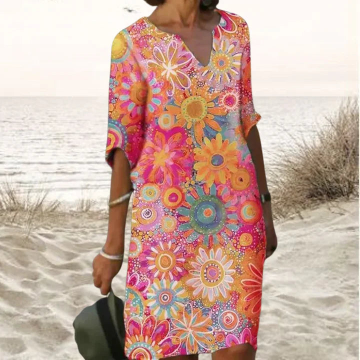 Samira | Colorful midi dress with floral print