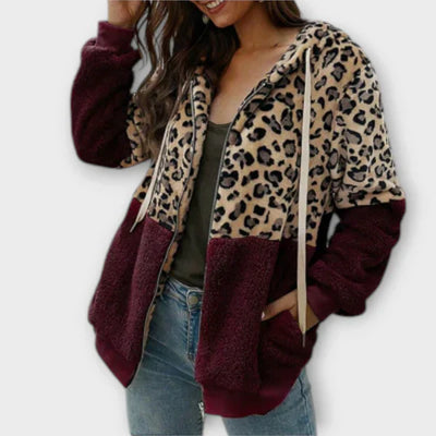 Renée | Leopard Print Fleece Hoodie