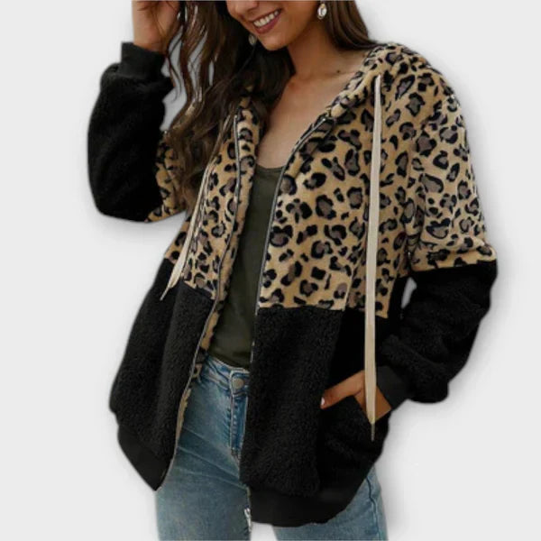 Renée | Leopard Print Fleece Hoodie