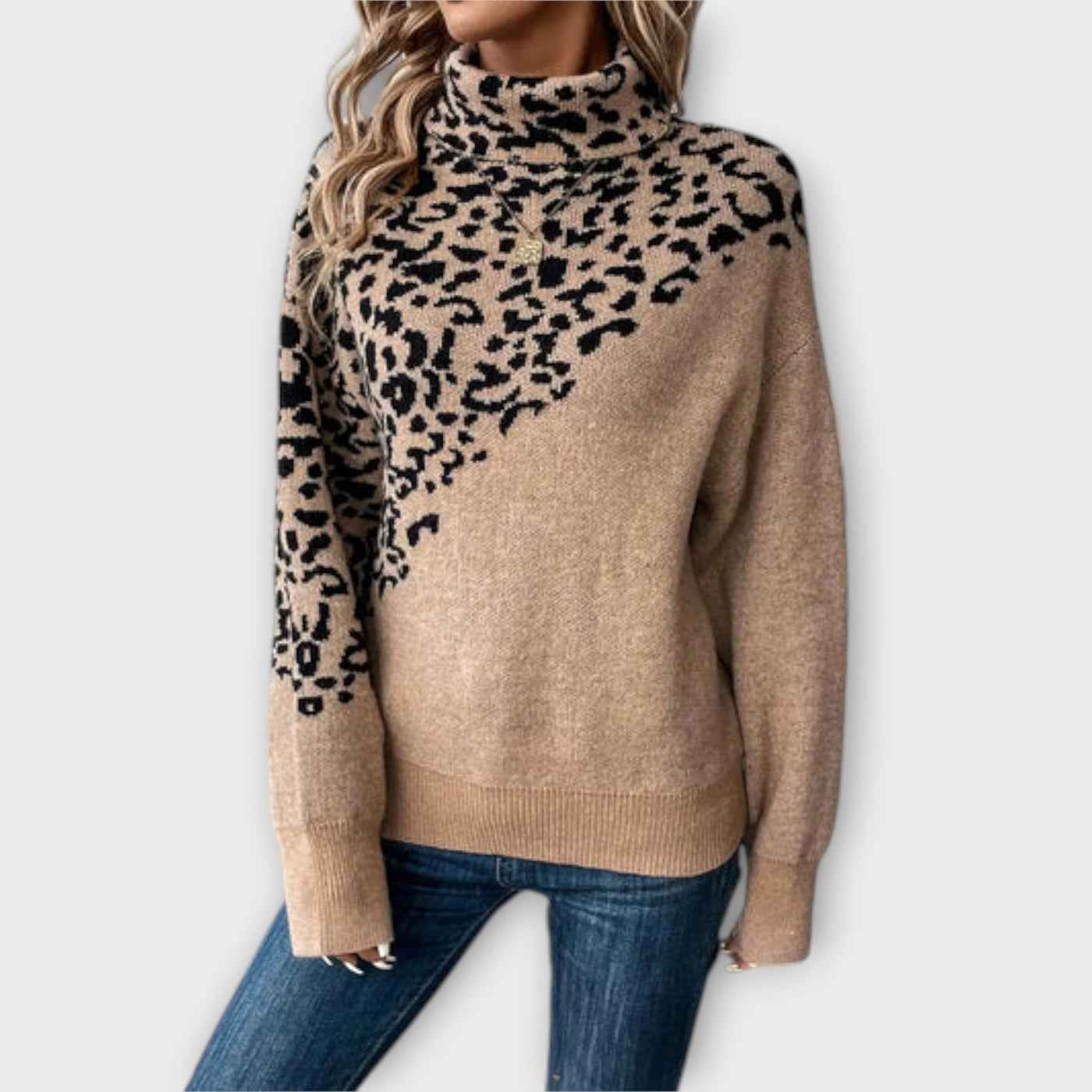 Gemma | Knitted Sweater with Leopard Print