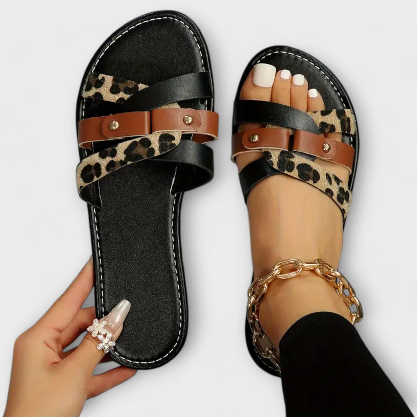 Monique | Crossed Leopard Sandals